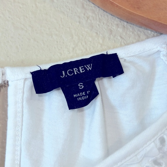 Women’s J Crew Size Small White Eyelet 3/4 Sleeve Cotton Knit Top popover top - Picture 3 of 6